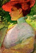 Frank Duveneck Lady With a Red Hat oil painting on canvas